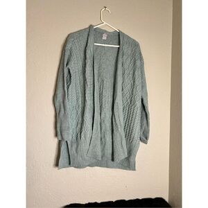 Chico's cashmere wool blend Cable Stitch Knit Cardigan Open Front 2